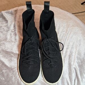 J Slides Black Knit High-Top Sneakers